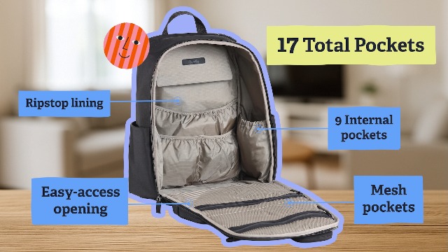 Amazon.com: Itzy Ritzy Utility Diaper Bag Backpack, 17 Pockets w
